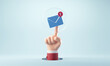 © oatawa - Hand of businessman pressing an new email notification icon with one e-mail message. minimal design. 3d rendering