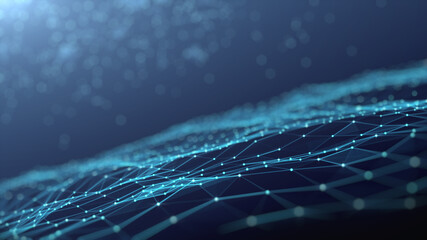 Aufkleber - abstract wave technology background. Connection structure. Big data visualization and Business .