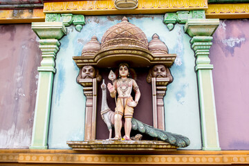 Hindu colorful God Ganesha statue in temple, island Mauritius