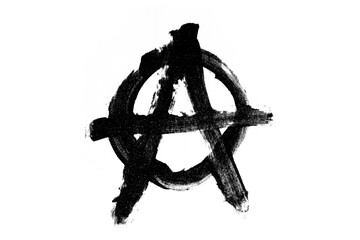 Sticker - black symbol of anarchy is isolated against a white background