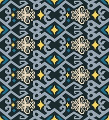 Wall Mural - seamless patern of dayak ethnic pattern.traditional Indonesian fabric motif.borneo pattern. vector design inspiration. Creative textile for fashion or cloth