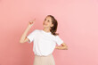 © master1305 - Caucasian young woman's portrait isolated over pink studio background with copyspace