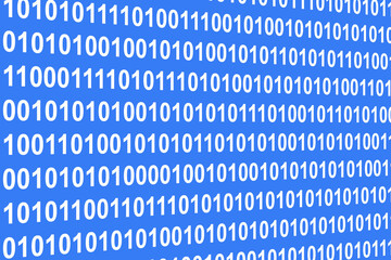 digital world. binary code with zeros and ones on a computer screen. virtual realtiy.
