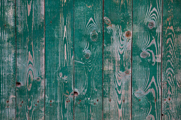 Old wooden natural texture painted in blue or green color