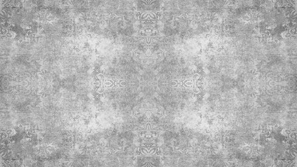 Wall Mural - Old bright white gray grey vintage shabby patchwork damask ornate motif tiles stone concrete cement wall wallpaper texture background