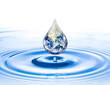 © chathuporn - World day for water. Earth drop on ripple surface of water. Elements of this image furnished by NASA.