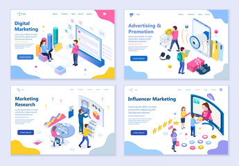 Set of Marketing concepts, 3D isometric design vector illustration
