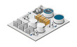 water purification plants, reverse osmosis plants in isometric graphic