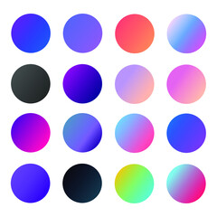 Wall Mural - Set of round Vector Gradient. Multicolor Sphere. Modern abstract background texture. Template for design. Isolated objects
