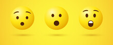 3d Surprised Emoticon, Shocked Emoticon, Wow Emoji Face In 3d, Emoji Set, Emoticon Collection