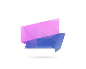 Wall Mural - Geometric ribbon from triangles, abstract vector banner. Low polygonal label