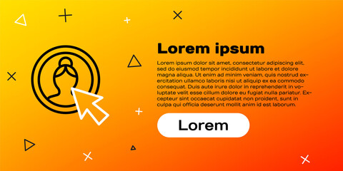 Line Create account screen icon isolated on yellow background. Colorful outline concept. Vector Illustration