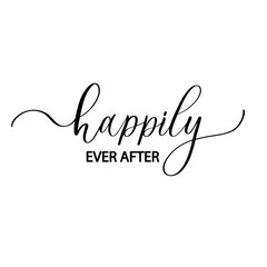 Wall Mural - Happily ever after. Wavy elegant calligraphy spelling for decoration.