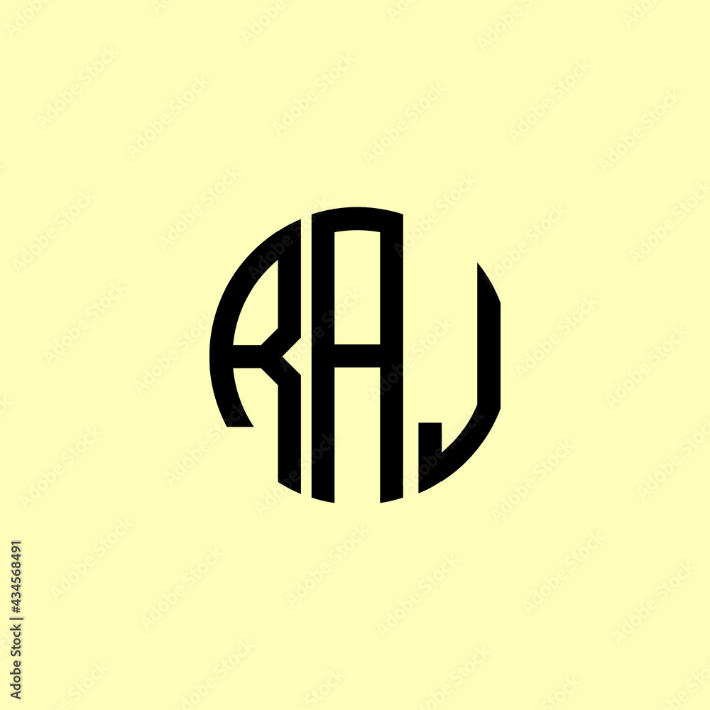 Creative Rounded Initial Letters RAJ Logo. - obrazy, fototapety, plakaty 