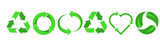Fototapeta  - Recycling.Set recycle icons sign.Recycle logo or symbol.Green icons for packaging , recycling.ecology, eco friendly, environmental management symbols.Most used recycle signs vector.