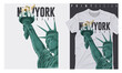 Graphic t-shirt design,new york city typography with Statue of Liberty - vector illustration for t-shirt.