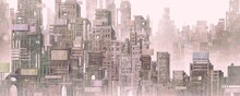 Futuristic City, Surreal Art, Architecture Painting, Abstract Of Building, Panorama