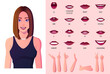 © CuteDesigns - Beautiful Woman Mouth Animation and Lip Sync Creation Pack. Woman Wearing Blue Dress Premium.