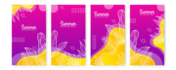 Wall Mural - Collection of abstract background designs - summer sale, social media promotional content. Vector illustration for post and stories background template