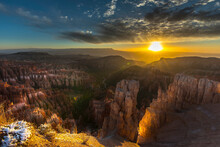 Sunrise Over Bryce Canyon National Park In Utah
