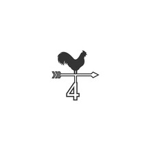 Number 4 Logo With Rooster Wind Vane Icon Design Vector