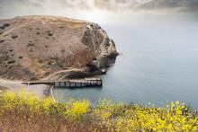 View Towards The Dock At Scorpion Anchorage On Santa Cruz Island In The Channel Islands National Park Near Los Angeles And Ventura, California, USA.  