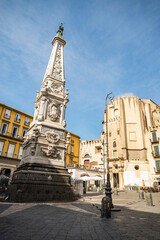 Canvas Print - Naples, Italy. Piazza San Domenico Maggiore inside the old historic center of the city.