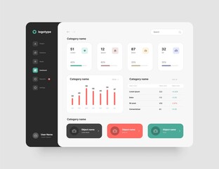 Wall Mural - dashboard design. desktop app with ui elements. use for web application or website.