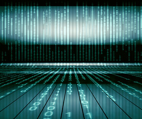 Wall Mural - binary code close up design.3d rendering. matrix and binary language abstract background.technology 