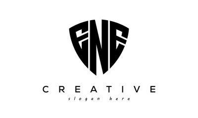 ENE letter creative logo with shield	