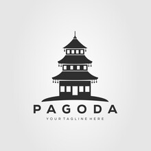 Silhouette Pagoda Temple Logo Vector Illustration Design