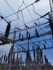 power lines on a station voltage convertor