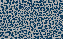 Abstract Modern Leopard Seamless Pattern. Animals Trendy Background. Blue And Grey Decorative Vector Stock Illustration For Print, Card, Postcard, Fabric, Textile. Modern Ornament Of Stylized Skin