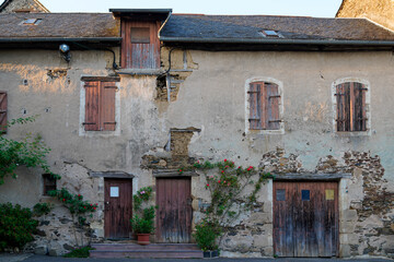 Sticker - donzenac old house medieval damaged and used typical wooden and stones of creuse region france