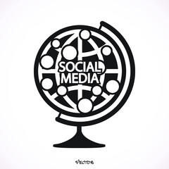 Wall Mural - Social Media globe, social network globe, vector logo design template. holding globe, social network. 