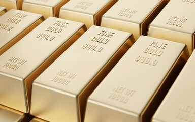 Stack of gold bars, Financial concept