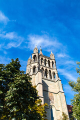 Vue sur le clocher de la cathédrale de Lausanne (Canton de Vaud, Suisse)