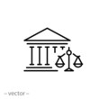 federal governance or courthouse, icon, building government or capitol, thin line symbol on white background - editable stroke vector illustration eps10