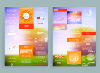 Brochure for business reports, cover layout and infographics