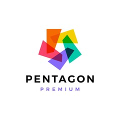 Wall Mural - pentagon abstract colorful overlap overlapping logo vector icon illustration