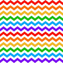 Zigzag Vector Pattern. Rainbow Colorful Bright Vector Graphic Background For Handkerchief, Wallpaper, Gift Paper, Tablecloth, Other Modern Spring Summer Autumn Fashion Textile Print.