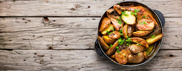 Sticker - Chicken baked with potatoes in a pan