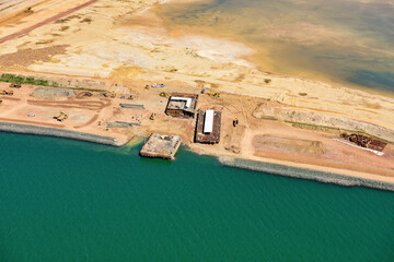 Wall Mural - Construction barges at Fishermans Landing near Gladstone