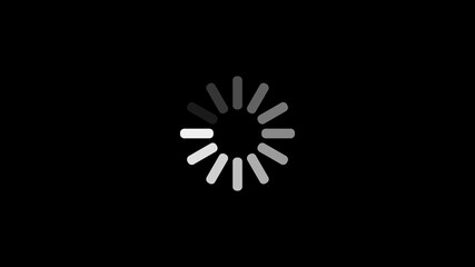 Loading circle icon on black background