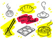 illustration of a set of asianfood