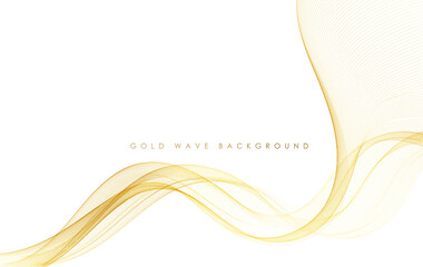 Wall Mural - Vector abstract colorful flowing gold wave lines isolated on white background. Design element for wedding invitation, greeting card
