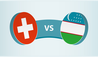 Wall Mural - Switzerland versus Uzbekistan, team sports competition concept.