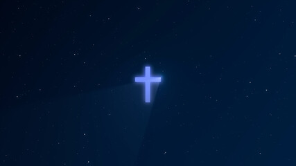 Christian Cross Symbol on Space Background