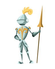 Wall Mural - Medieval Kingdom Character. Isolated knight in historical costume on a white background.  personage with spear