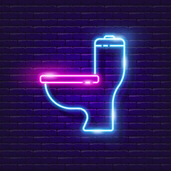 Wall Mural - Toilet bowl neon sign. Glowing toilet icon. Vector illustration for design, advertising, signboards. Bathroom concept.